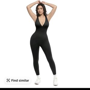 Deep V-Neck Black Sculpting Jumpsuit